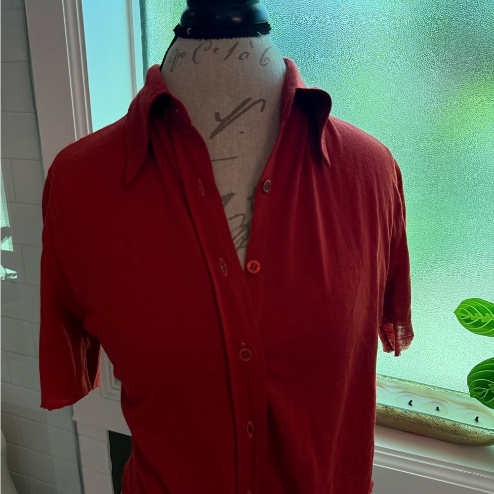 Women’s Red Button-Up Shirt